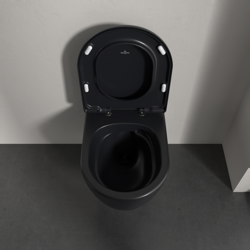 Vas WC suspendat Villeroy&Boch, Skyla CeramicPlus, TwistFlush, Combi-Pack, capac soft close, pure black